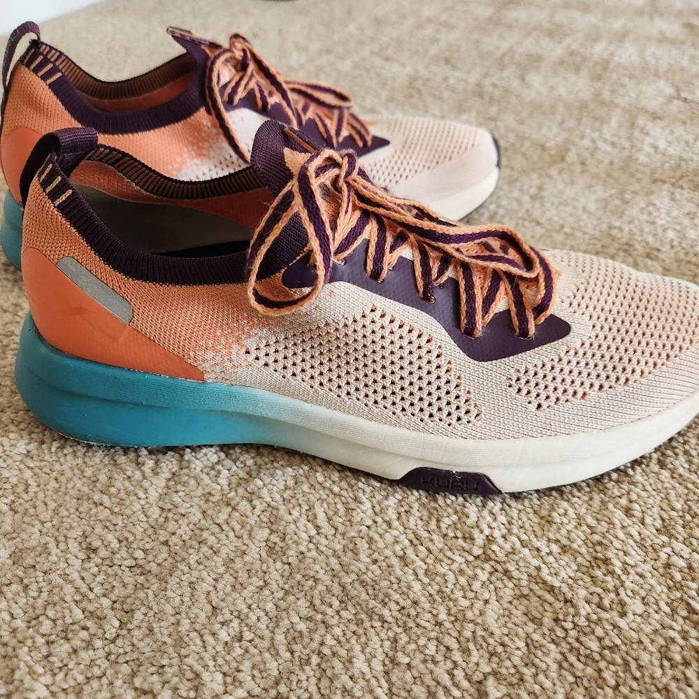 Kuru cloud Womens Flux Athletic Shoes Orange Sherbet Blue Mesh Knit sz 8.5